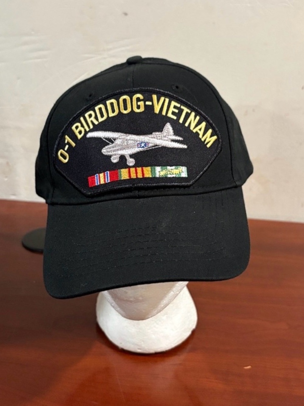 Black O-1 Birddog Vietnam Embroidered Military Cap